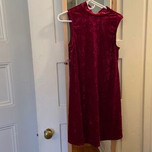 Red velvet A-line mini dress